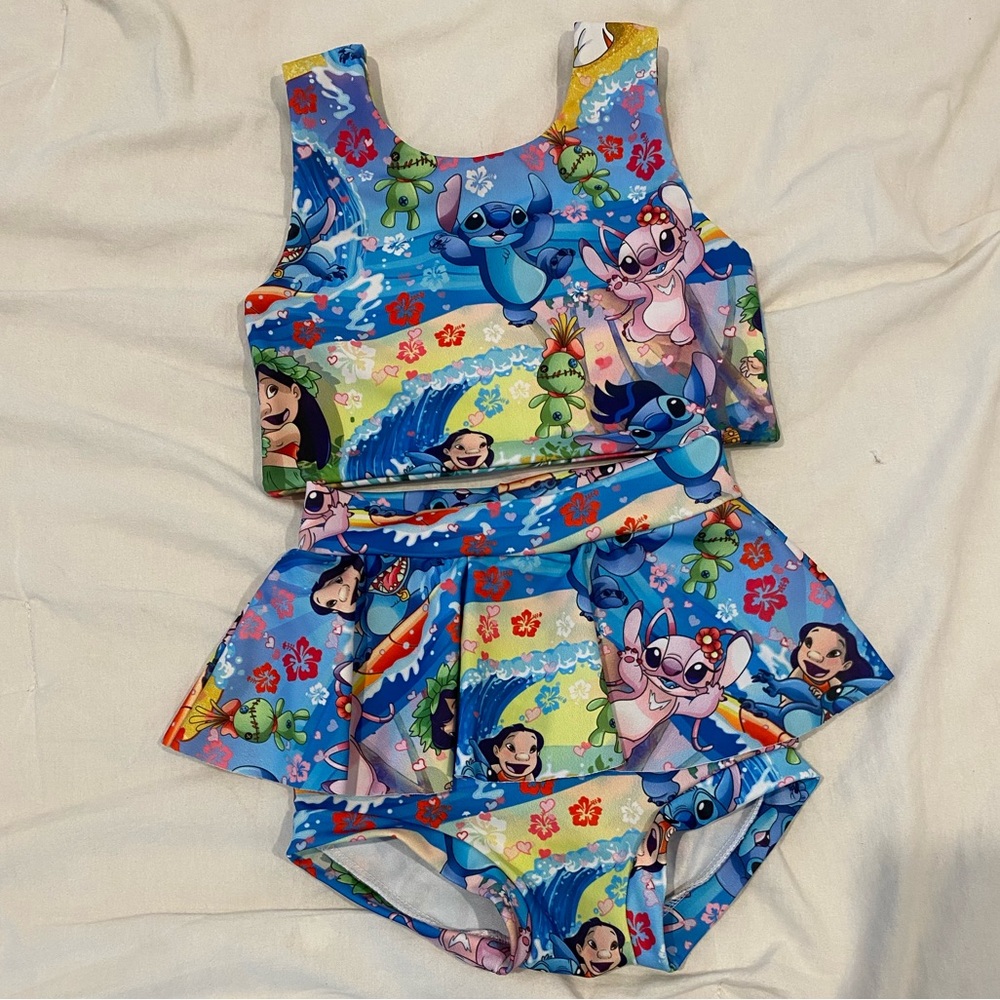 3/4 toddler - LILO & Stich Revirsible Top & skirted bottom Swim suit